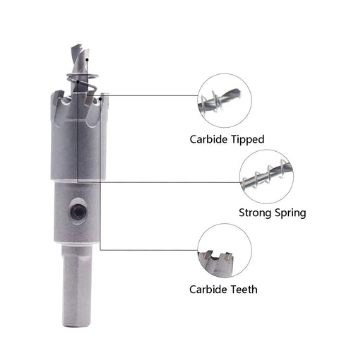 Three Quarters Inch TCT Carbide Hole Saw For Metal Wood Plastic And Stainless Steel With Arc Cutting Groove Design And Spring Eject