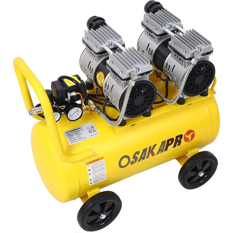 Greron 2.5HP Oil Free Air Compressor, 115 PSI, 5 Gallon Steel Tank With Wheels. Quiet 70DB Portable Design For Garage Workshop, Spray Painting And Pneumatic Tools. Super Powerful And Low Noise Performance.