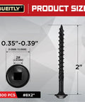 Pocket Hole Wood Screws No 8 By 2 Inch 300 Pack Black Square Drive Self Tapping Fasteners size details