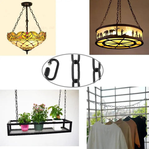 Six Foot Black Heavy Duty Pendant Light Chain For High Ceilings Supports Up To Fifty Pounds Oval Link Ideal For Chandeliers