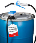 Badass Electric Drum Pump for 55 Gallon Barrels Moves 2.4 Gpm via Heavy Duty 9.8 Ft Vinyl Hose Resisting Cuts for Oil Water Transfer