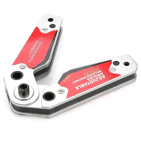 Hot adjustable angle welding magnet holding 20 to 200 degrees with epic 35kg pull force for frame setups, 12x8x2cm.