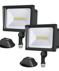 Two Pack 34W Outdoor LED Flood Lights With 3200 Lumens 5000K Brightness IP65 Waterproof Knuckle Mount Halogen Equivalent 400W