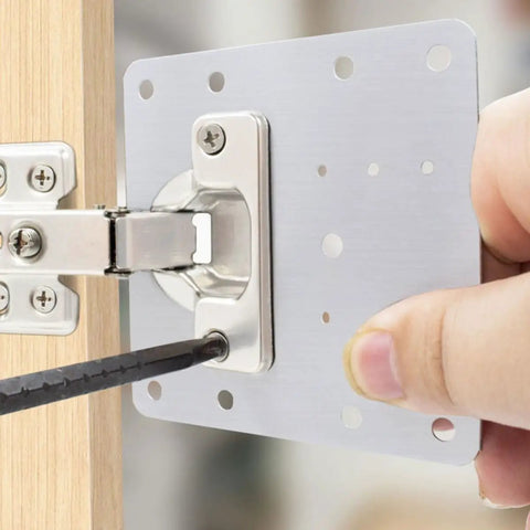 Stainless Steel Cabinet Hinge Repair Plates With Screws 6 Pack Frameless Cabinet Fixes in use with hinge installation
