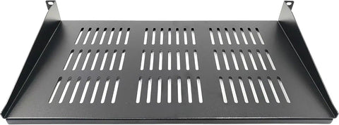 2 Pack 1U Vented Cantilever Server Rack Shelf 10 Inch Deep Fits Standard 19 Inch Network Cabinets showing perforated metal design.