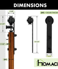 Dimensions of Black Rustic Non Bypass Sliding Barn Door Hardware Kit For Double Doors 7.5 Ft Flat Track With Straight Rollers