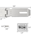 Heavy Duty Stainless Steel Padlock Hasp Latch, 10 Pack Security Clasp With Brushed Finish And 90 Mounting Screws, Solid As A Rock Gate Hardware For Homes And Sheds dimensions 5.5x1.6 inches with screw