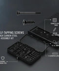Self Tapping Screws Black Carbon Steel Fastener Kit for Your PC Case Build with assorted lengths and durable storage case.