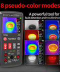 All In One Thermal Imaging And Digital Multimeter For Electricians And HVAC Pros, 96 By 96 IR Resolution showing thermal readings