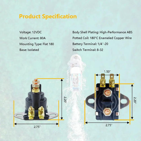 12V Marine Starter Solenoid Relay Plug And Play Power Tilt Trim For Tough Outboard And Stern Drive Jobs 80A 12V Flat Mount