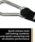 Close-up of Shock Absorbing Tool Lanyard With Steel Self Locking Carabiner Adjustable Loop And One Hand Release 15 Pound Weight Capacity
