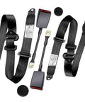 2 Pack Universal 3 Point Retractable Seat Belt Harness Kit For Go Karts Golf Carts UTVs ATVs Cars Trucks SUVs Adjustable Safety Lap Belt Replacement Heavy Duty Webbing Black