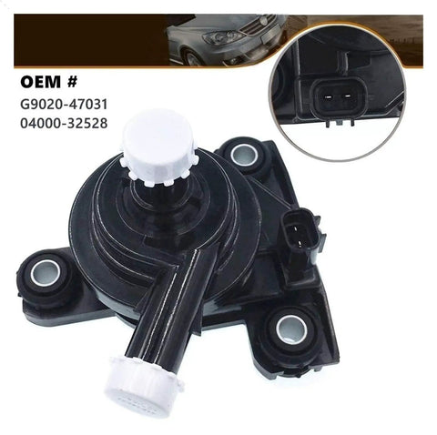 Premium Heavy Duty Electric Inverter Water Pump For Toyota Prius 1.5L Hybrid 2004 2009 with white cap and connection ports.