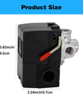 Side view of Heavy Duty Air Compressor Pressure Switch 135 175 Psi Four Port 26 Amp With Unloader Valve, showing dimensions.