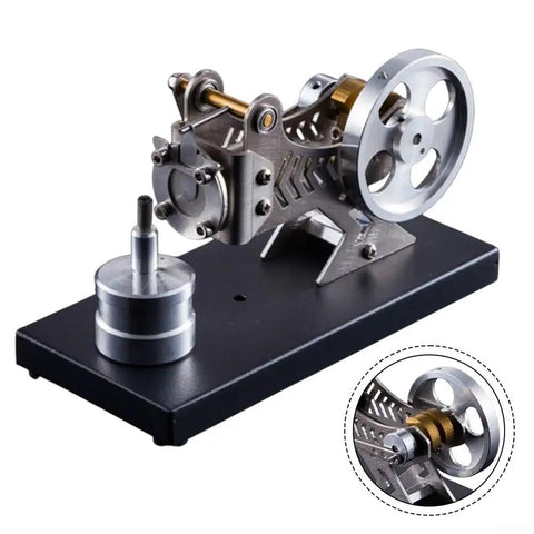 Steam Engine Model Kit For DIY Learning With Aluminum Body, Hot Gas Turbine Motor on a black base