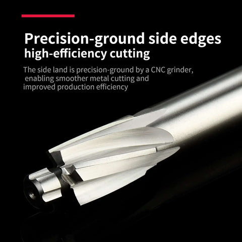 M4 4-flute straight-shank HSS end mill, close-up view