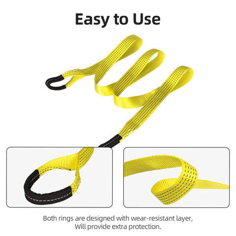 2 Pack 10 Ft Long 2 In Heavy Duty Lifting Slings Straps Polyester Flat Webbing for Rigging featuring reinforced loops