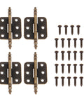 Rotating Concealed Hinge Set 4 Pack For Cabinets And Jewelry Boxes, antique bronze hardware with screws included.