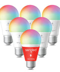 Auto Pairing Smart LED Bulbs For Alexa With Color Changing RGB Lighting E26 60W Equivalent 800 Lumens Bluetooth Mesh 6 Pack