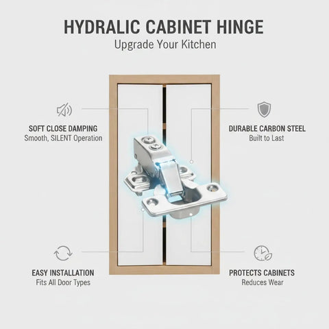 2.46 Inch Short Arm Hydraulic Cabinet Hinge With Soft Close, Carbon Steel Hardware for Kitchens, Bathrooms, and Wardrobes