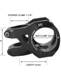 Ultralight 132G Mountain Bike Stem For 35mm Handlebar Clamp And One And One Eighth Steerer 6061T6 Aluminum CNC Machined Black