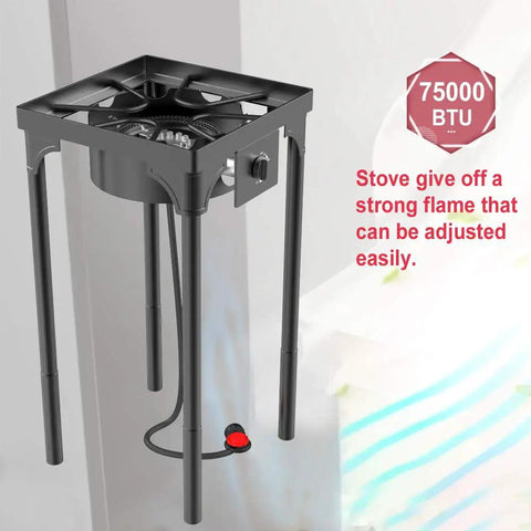 Go To Portable Propane Stove For Outdoor And Indoor Use with single burner, detachable legs, strong adjustable flame, 75000 BTU