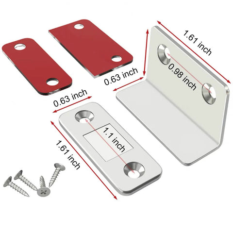 8 Pack Ultra Thin Hidden Cabinet Magnetic Catches With Adhesive Tape And Screws For Quick No Drill Installation details and dimensions