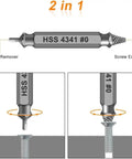 Hot Deal Stripped Screw Extractor Kit With Left Tapered Drill Bits For Easy Removal Of Damaged Bolts And Screws High Carbon Steel DIY Tool Set Five Piece Gadgets For Woodworking Pros Making Repairs A Breeze HSS 4341 #0 2-in-1 screw remover and extractor