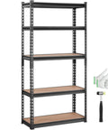 5 Tier Adjustable Storage Shelves Heavy Duty Garage Rack, 2000 Lbs Total Capacity, 30x12x60 Inch Steel Shelving Unit For Tools, Parts, And Gear, Durable Industrial Grade Boss Level Organization, shown assembled