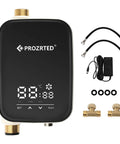 Straight Up Instant Hot Water Recirculating Pump Kit With Built In Digital Thermostat And Timer Under Sink System Kills Cold Showers with display and accessories.