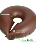 3 Pack 15 Gallon Tree Watering Ring Bags For Deep Root Watering, showing PVC fill cap, brown reusable PVC material with dimensions