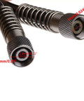 Close-up of Heavy Duty Flexible Polyurethane Recoil Air Hose featuring automatic snap back retrieval, showing detailed connectors.