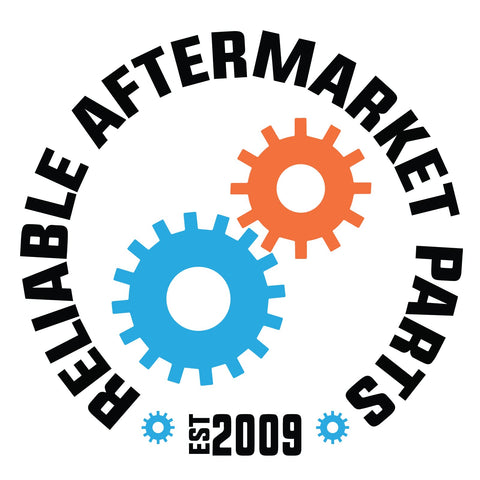 Logo of Reliable Aftermarket Parts with blue and orange gear icons, established 2009, text encircling the gears.