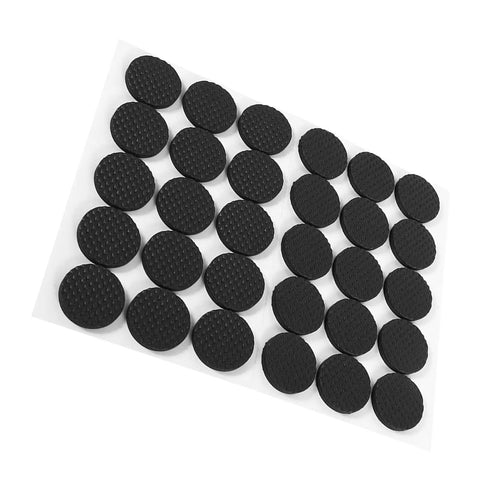 30 Piece Black Nonslip Rubber Feet Pads For Durable Floor Protection Of Furniture And Appliances shown on a sheet