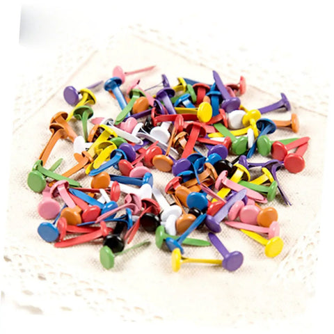 500 Pcs Mini Round Brads Two-Legged Nails For Crafts And DIY Projects Colorful Paper Fasteners, pastel spray painted finish