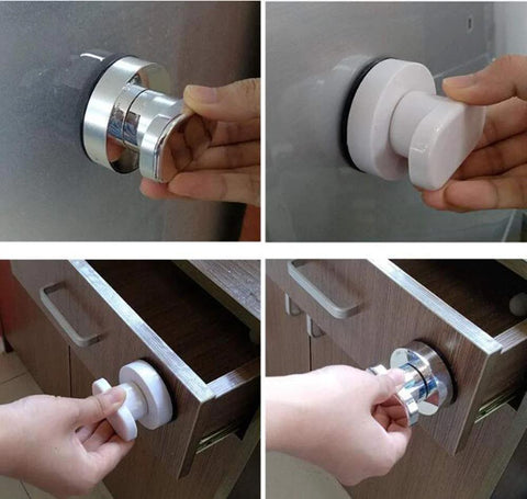Glass Handle With Suction Cup No Holes Needed installed on smooth surfaces, showing durable ABS construction and vacuum lock for secure attachment.