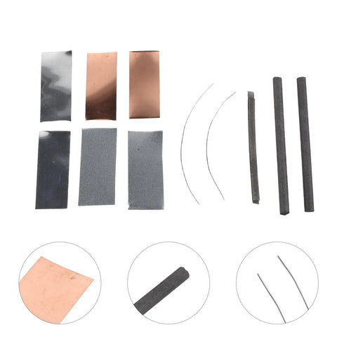 Metal Electrodes Kit For Basic Electricity Science Demos With Zinc Sheets Copper Plates Iron Anode Sheet And Graphite Rods