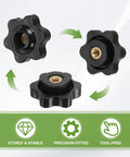 Built Tough Heavy Duty Plastic Screw On Clamping Knobs With Brass Core Grippy Star Knobs Knurled M4 Female Thread Hex Head 1 Inch Diameter