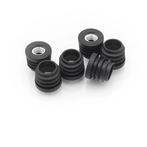 10 Pack Thread Tube Plugs For Furniture Legs With M8 Screw Holes, black plastic, round nut plugs, 0.866 inch diameter, adjustable height