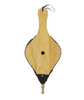 Top Shelf 19 Inch Oversized Fire Bellows Hand Carved From Dense Oak Wood With Genuine Leather Accents And Rustic Studs visible from top.