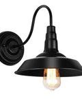 Black Gooseneck Wall Sconce Lighting Industrial Barn Style Vintage Farmhouse Wall Lamp With Metal Back Plate 110 To 240V Not Waterproof