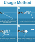 200 Piece Fishing Swivel Set With Coastlock Snap And Ball Bearing, 5 Sizes Included, knot-tying usage diagram for fishing line