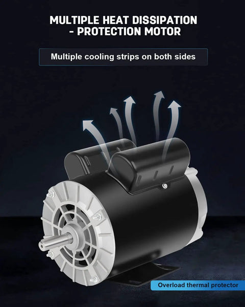 Air Compressor Motor Heavy Duty 3HP SPL Single Phase Electric Motor 3450 RPM 56 Frame Open Drip Proof with cooling strips