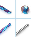 HQMaster 1/8-inch shank compression end mills set of 5; blue-coated tungsten carbide CNC router bits