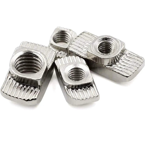 Durable Heavy Duty 50 Pack M6 T Nuts Hammer Head T Slot Nuts Drop In Nickel Plated Carbon Steel For European Aluminum Profiles