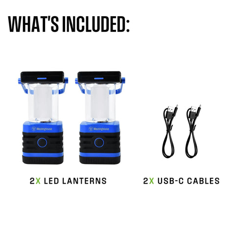 Go-To Solar Rechargeable Lantern For Camping And Hiking, 1000 Lumen LED Light With 5 Modes, IPX4 Water Resistant, two USB-C cables
