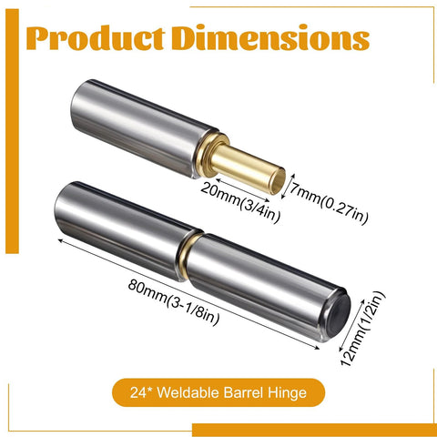 24 Pack Weld On Bullet Hinge 3 Inch Heavy Duty Weldable Barrel Hinge For Metal Gates And Trailer Ramps Half Inch Pin Diameter