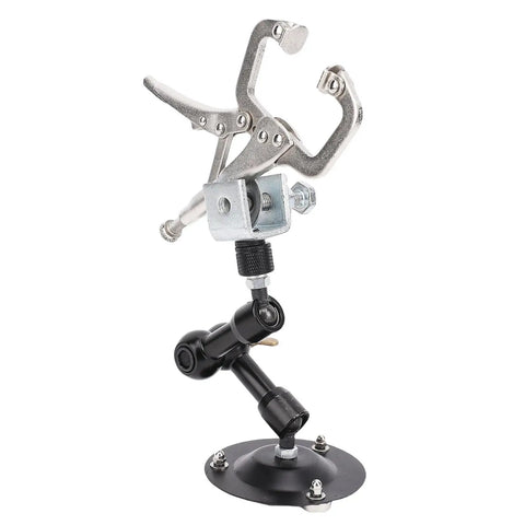 Adjustable Soldering Helper Third Hand Stand With Square Jaw Clamp, Handy Electronics Repair Aid For Stable Holding And Precise Soldering In Tight Spaces, Flexible Arm For Angles, A Real Pro Tool, metal third-hand stand with base clamp