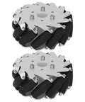 127mm omni directional wheel kit for robot car, 45kg capacity, 12 rubber rollers, aluminum alloy chassis, stable 360-degree maneuvering.