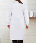 Back view of Unisex Doctor Lab Coat With Pockets For Women And Men, Long Sleeves, Stain Resistant Breathable Workwear